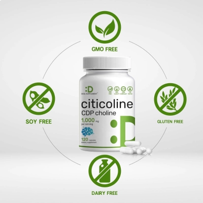 Citicolina 1000mg, Concentração, Energia Mental e Bem-Estar Cognitivo, 120 Cápsulas, Deal Supplement