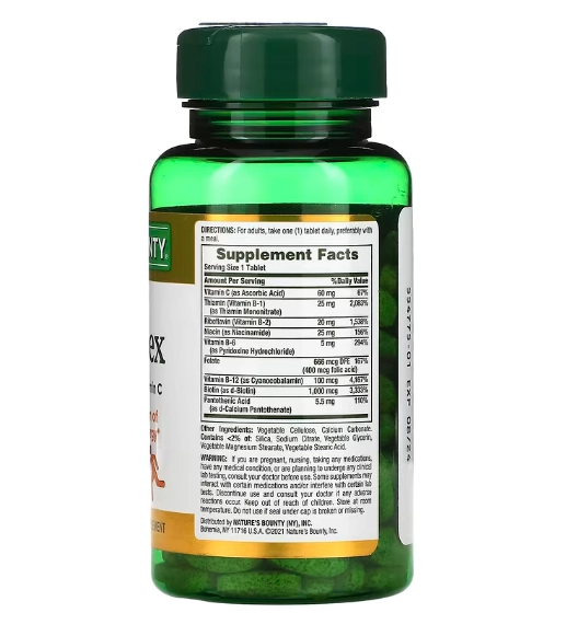 Super Complexo B com Ácido Fólico e Vitamina C, 150 Comprimidos, Nature's Bounty