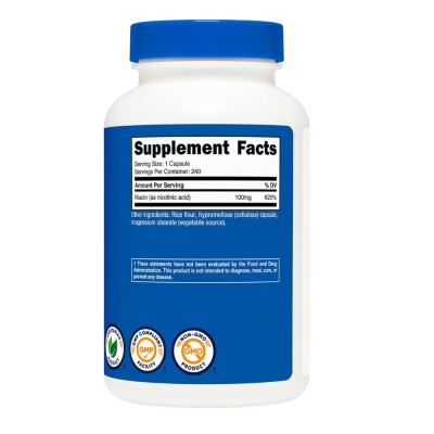 Niacina Vitamina B3 100mg, 240 Cápsulas, Nutricost