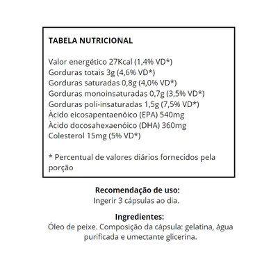 Ômega 3 (540EPA/360DHA) 1000mg, 60 Cápsulas