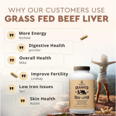 Grass Fed Beef Liver, Fígado de Boi Auxilia na produção de energia, desintoxicação e digestão, 180 Cápsulas, Ancestral Supplements