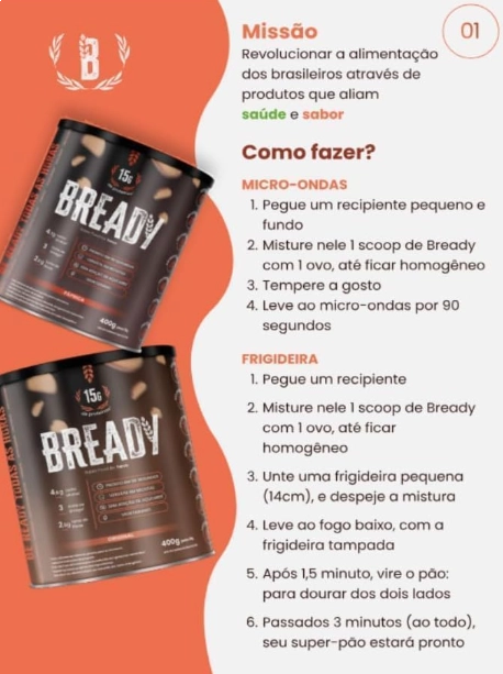 Bready Sabor Queijo, Super Pão Proteico Low Carb Sem Glúten 400g, Hevo