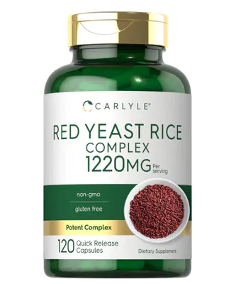 Levedura de Arroz Vermelho, Red Yeast Rice, com Policosanol, 1220mg, 120 Cápsulas, Carlyle