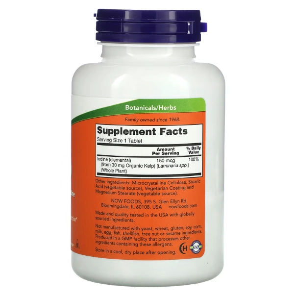 Kelp, 150mcg de Iodina Natural, 200 Comprimidos, Now