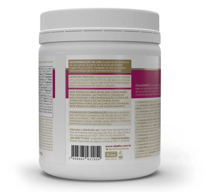 Colágeno Colagentek, 300g, Sabor Maçã Verde, Vitafor