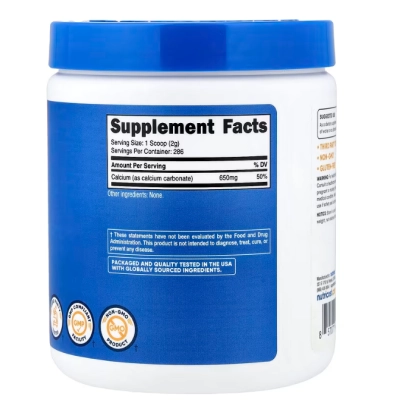 Carbonato de Cálcio 650mg, 500g Sem Sabor, Nutricost