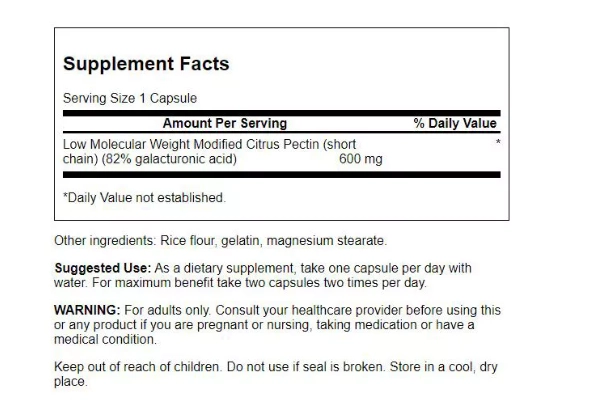 Pectipure, Pectina Cítrica Modificada 600mg, 60 Cápsulas, Swanson