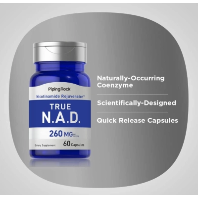 True NAD 260mg, 60 Cápsulas, Piping Rock