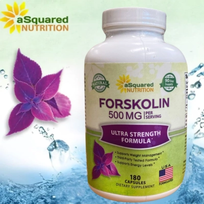 Forskolin 500mg Max Strength, Auxilio na Perda de Peso, 180 Capsulas, aSquared Nutrition  (Pequena Avaria)