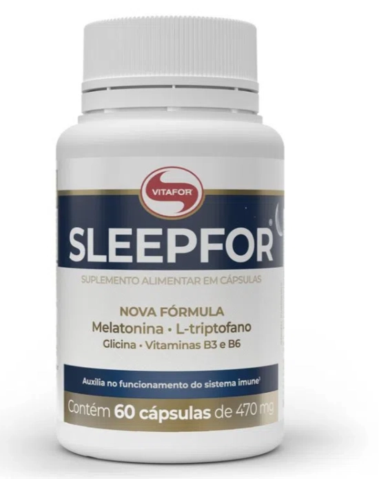 Sleepfor, Melatonina, L-Triptofano e Glicina, 470mg, 60 Cápsulas, Vitafor