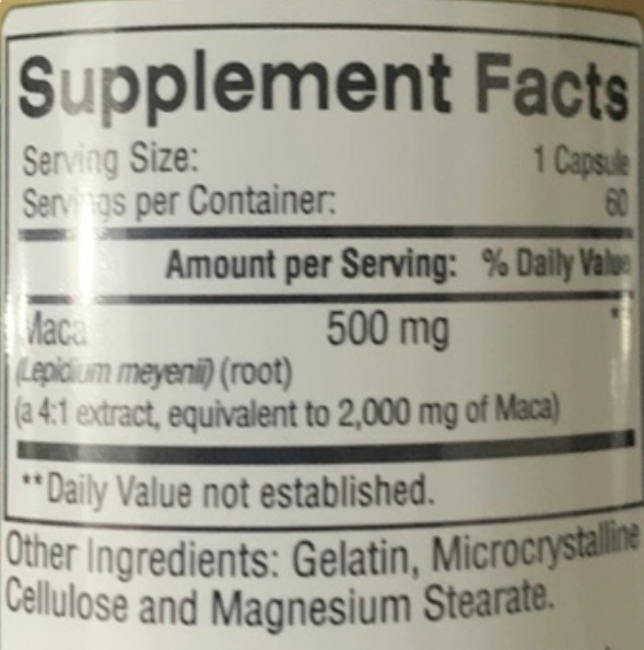 Maca Peruana, 2000mg, 60 Cápsulas, Earth's Creation