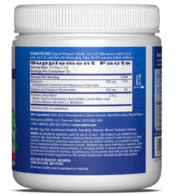 Magnesium Night, Mood + Stress, Carbonato e Glicinato de Magnésio 325mg, 462g em Pó, Natrol