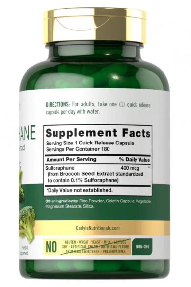Sulforaphane, 400mcg, 180 Cápsulas, Carlyle
