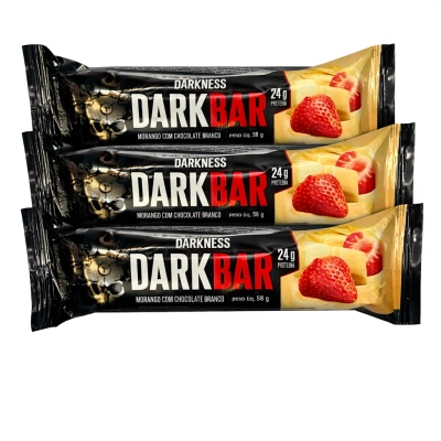 Crisp Bar, Barra Proteica, Sabor Morango Com Chocolate Branco, 90g, 3 Unidades, Darkeness