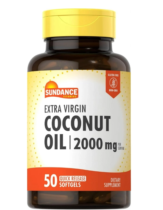 Coconut Oil, Óleo de Coco, 2000mg, 50 Cápsulas, Sundance