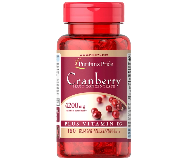 Cranberry Concentrate Plus com D3, 180 Cápsulas, Puritans Pride
