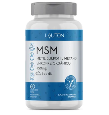 MSM (Enxofre Orgânico), Metil Sulfonil Metano, 450mg, 60 Cápsulas, Lauton Nutrition