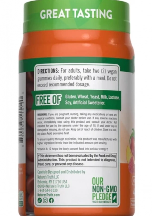 Energia B-12, Com vitaminas B, L-Carnitina e Ashwagandha, 48 gomas, Nature's Truth
