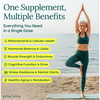 Urolitina A com Shilajit Musgo Marinho, Complex  6 em 1, 90 Cápsulas, Etta Vita