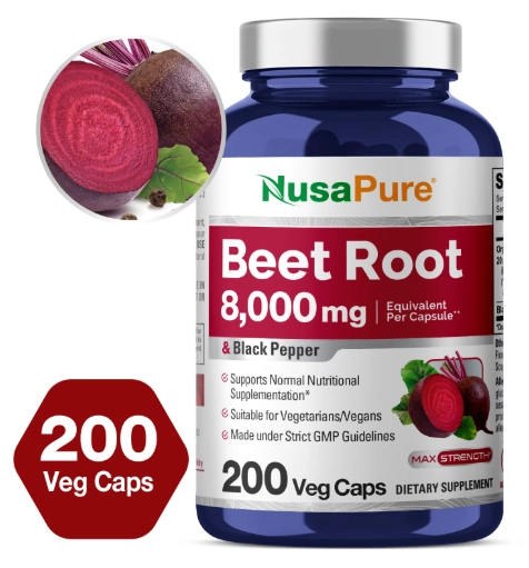 Beet Root, Beterraba 8000mg, 200 Cápsulas, NusaPure