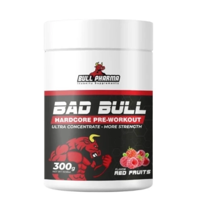 Pré Treino Bad Bull Hardcore, 300g Sabores, Bull Pharma