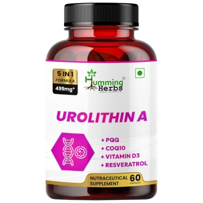 Urolithin A, 250mg, 5 em 1, 60 Cápsulas, Humming Herbs