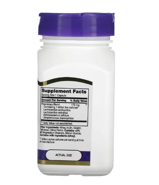 Mistura Probiótica Acidophilus, 100 Cápsulas, 21st Century