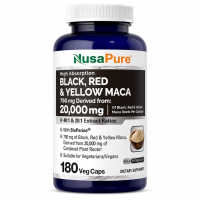 Maca 20.000mg, Energia, Disposição e Vitalidade no Dia a Dia, 180 Cápsulas, NusaPure