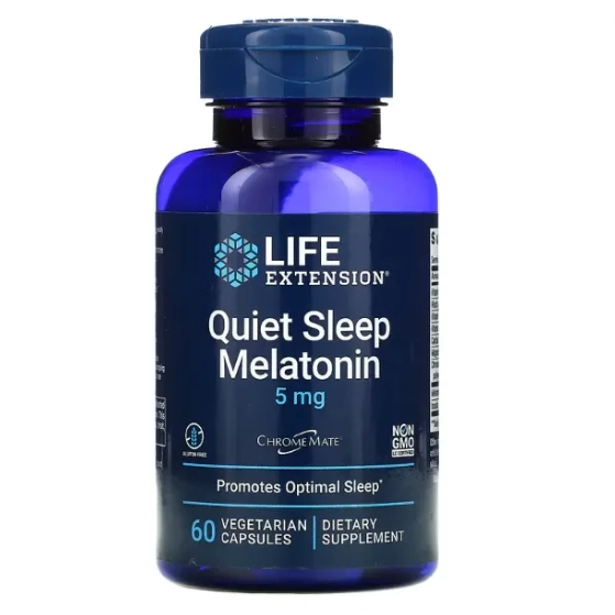 Melatonina 5mg, Quiet Sleep, 60 Cápsulas, Life Extension