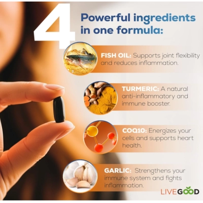 Factor 4, com Ômega 3, Coenzima e Cúrcuma, 60 Cápsulas, LiveGood 