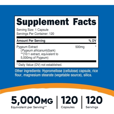 Pygeum 5000 mg, 120 Cápsulas, Nutricost