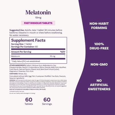 Melatonina 10mg, 60 Comprimidos Fast Dissolve, Sabores, Natrol