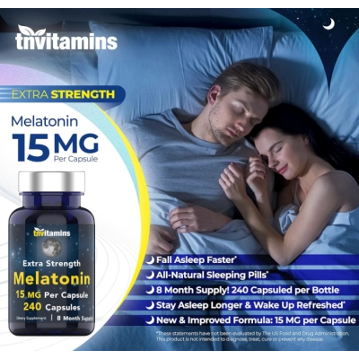 Melatonina 15mg, 240 Cápsulas, Tnvitamins