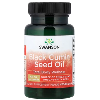 Black Cumin Seed Oil, Óleo de Semente de Cominho Preto, 60 Cápsulas, Swanson