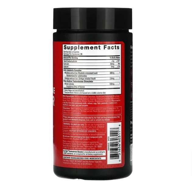 Ativador de Testosterona (Testosterone Booster) 60 Cápsulas, Six Star