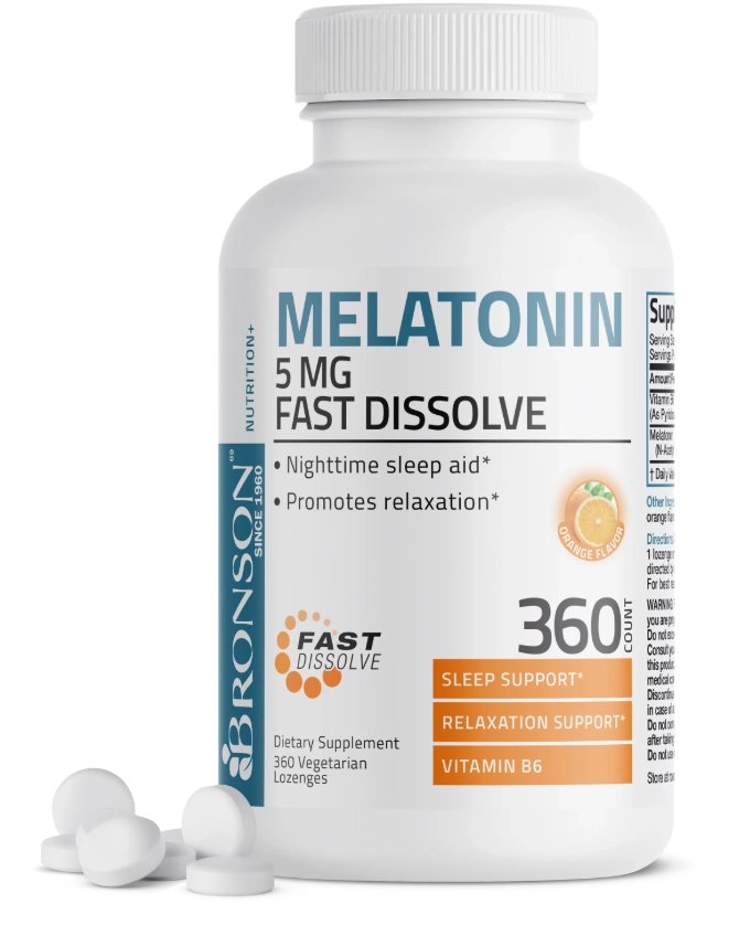 Melatonina 5mg, 360 Comprimidos Sublinguais Sabor Laranja, Bronson