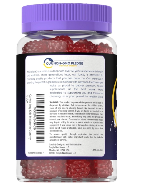 Melatonina Kids 1mg, 70 Gomas Sabor de Frutas, Carlyle