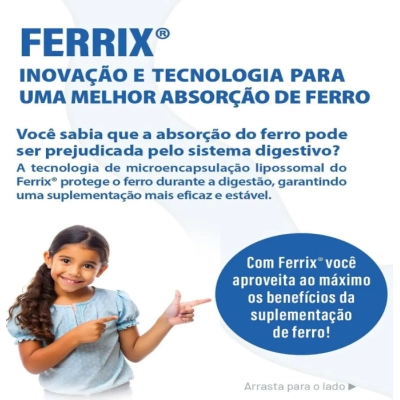 Kit 3 Unidades, Ferrix Ferro Kids, 30ml Sabor Morango, Flora Nativa do Brasil