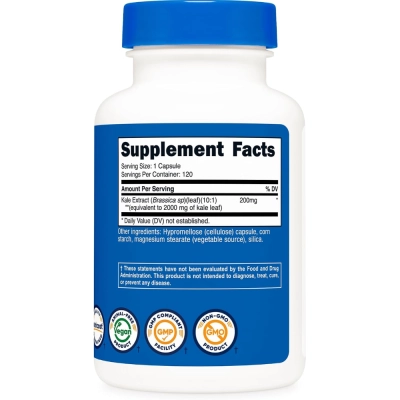Extrato de Couve 10:1, 2.000mg, 120 Cápsulas, Nutricost