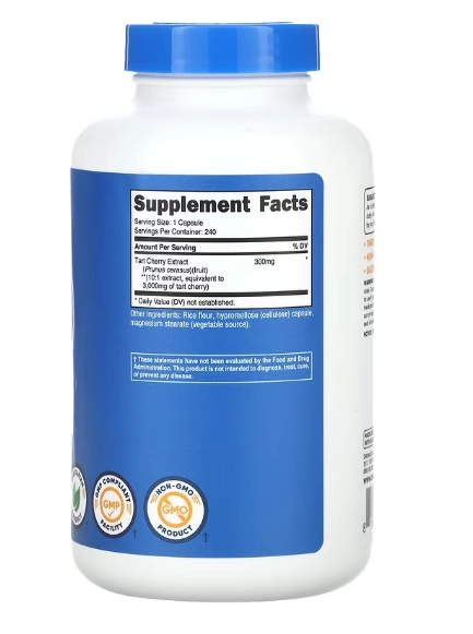 Tart Cherry, Cereja Azeda 3000mg, 240 Cápsulas, Nutricost
