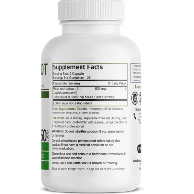Maca Root 500mg, Lepidium Meyenii, 250 Cápsulas, Bronson