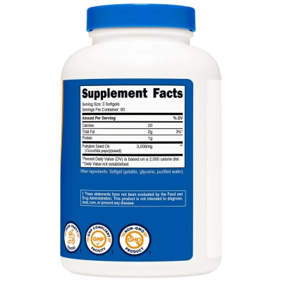 Óleo de Semente de Abóbora, 3000mg, 180 Softgels, Nutricost