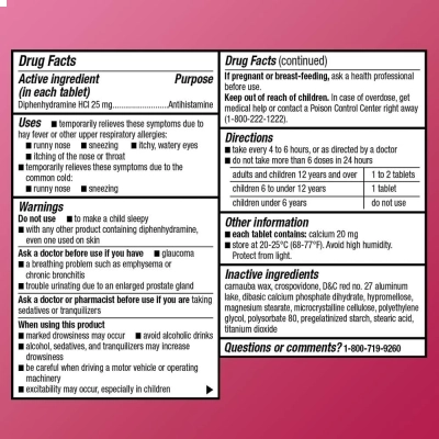Allergy Relief, Difenidramina 25mg, 400 Comprimidos, Amazon Basic Care 