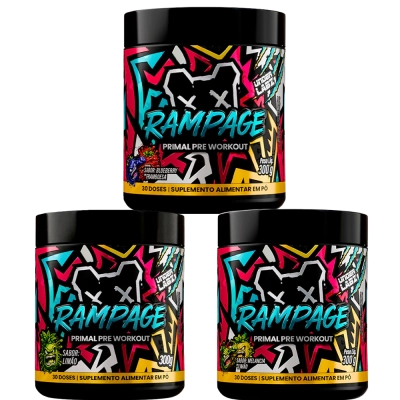 Primal Pré-Workout, Foco Total, Energia e Pump para Treinos Intensos, 300g,Opções, Rampage, Under Labz