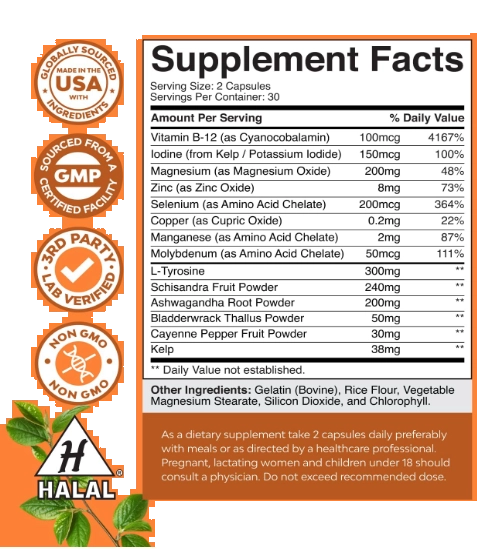 Thyroid Support, Suporte à Tireoide e Equilíbrio Hormonal, 60 Cápsulas, Natures Craft