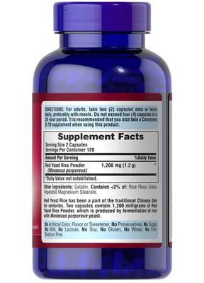 Red Yeast Rice, 600mg, 240 Cápsulas, Puritan's Pride