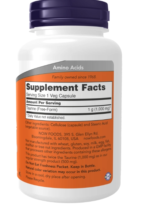 Taurina Extra Forte, 1000mg, 100 Cápsulas, Now
