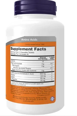 GABA, 500mg, 90 Comprimidos Mastigáveis Sabor Laranja, Now