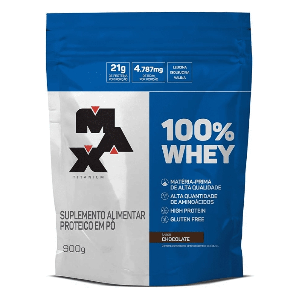 Whey Protein Concentrado 100% 900g Refil Max Titanium