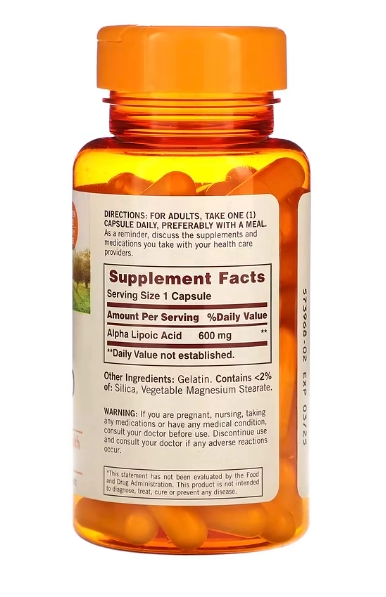 Ácido Alfalipoico, 600mg, 60 Cápsulas, Sundown